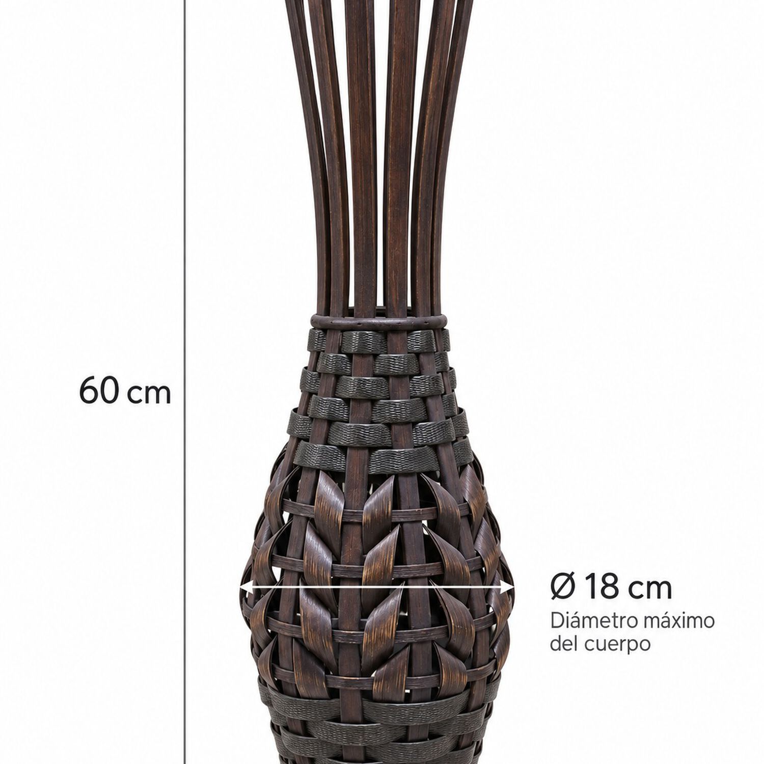 Florero Decorativo De Bamb&uacute; Calado Pickacho 60 Cm Jarr&oacute;n Alto R&uacute;stico Marr&oacute;n Oscuro image number 5.0