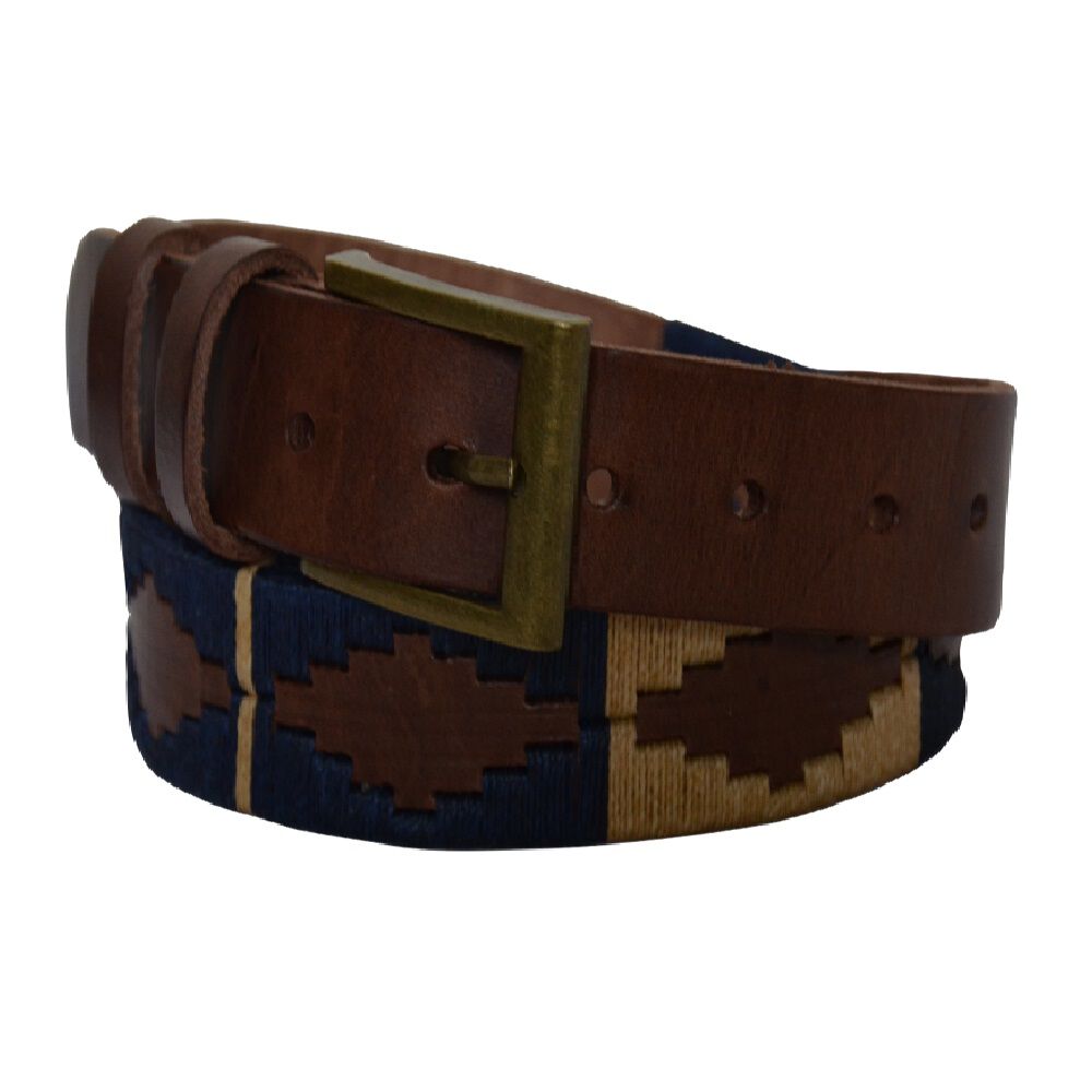 Cintur&oacute;n Cuero Bordado Pampa Talla M Caf&eacute; Raiquen image number 0.0