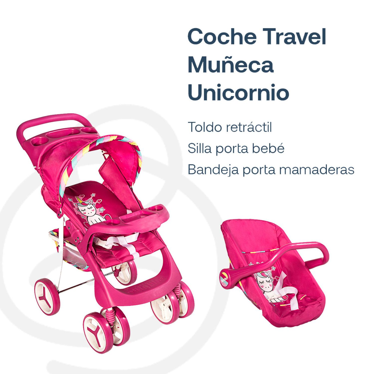 Coche Travel De Juguete Para Mu&ntilde;eca Unicornio Bebesit image number 3.0