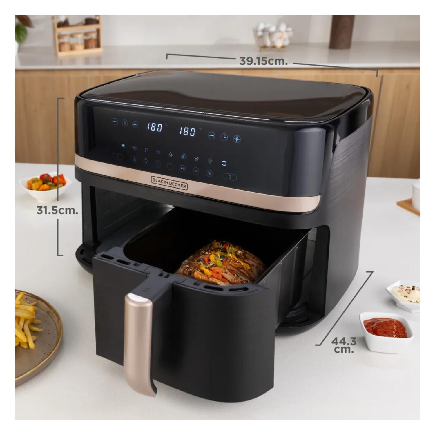 Freidora De Aire Air Frye 2 Bandejas 9l Digital Purifry Black+decker image number 1.0