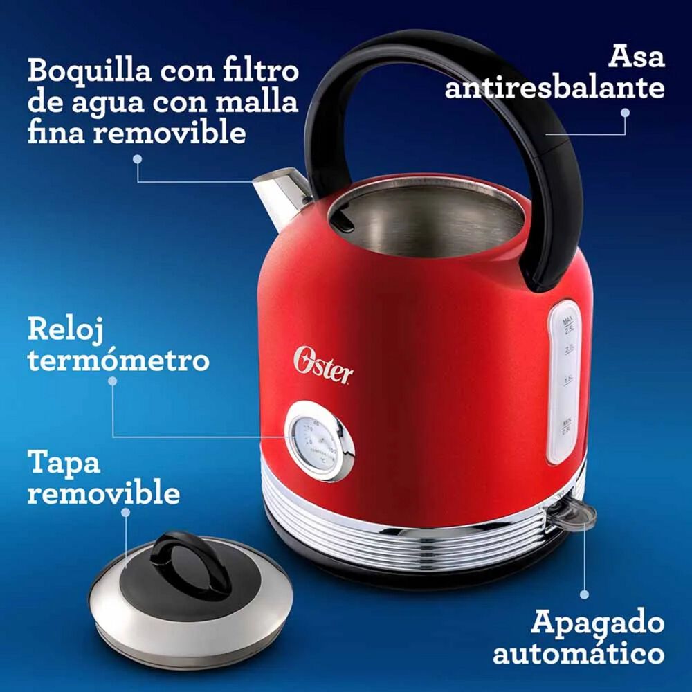 Hervidor Oster Rojo 2,5l Tipo Tetera Con Term&oacute;metro Acero image number 6.0