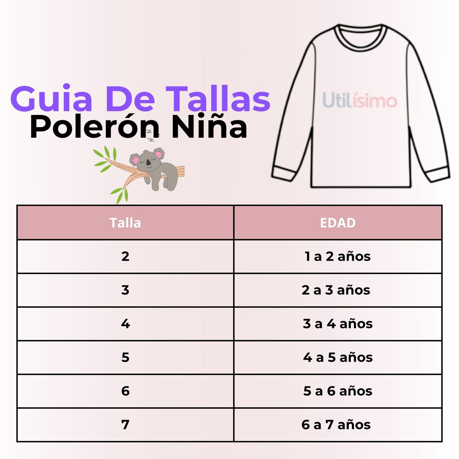Poler&oacute;n Ni&ntilde;a Manga Larga 100% Algod&oacute;n Morado Animales image number 2.0