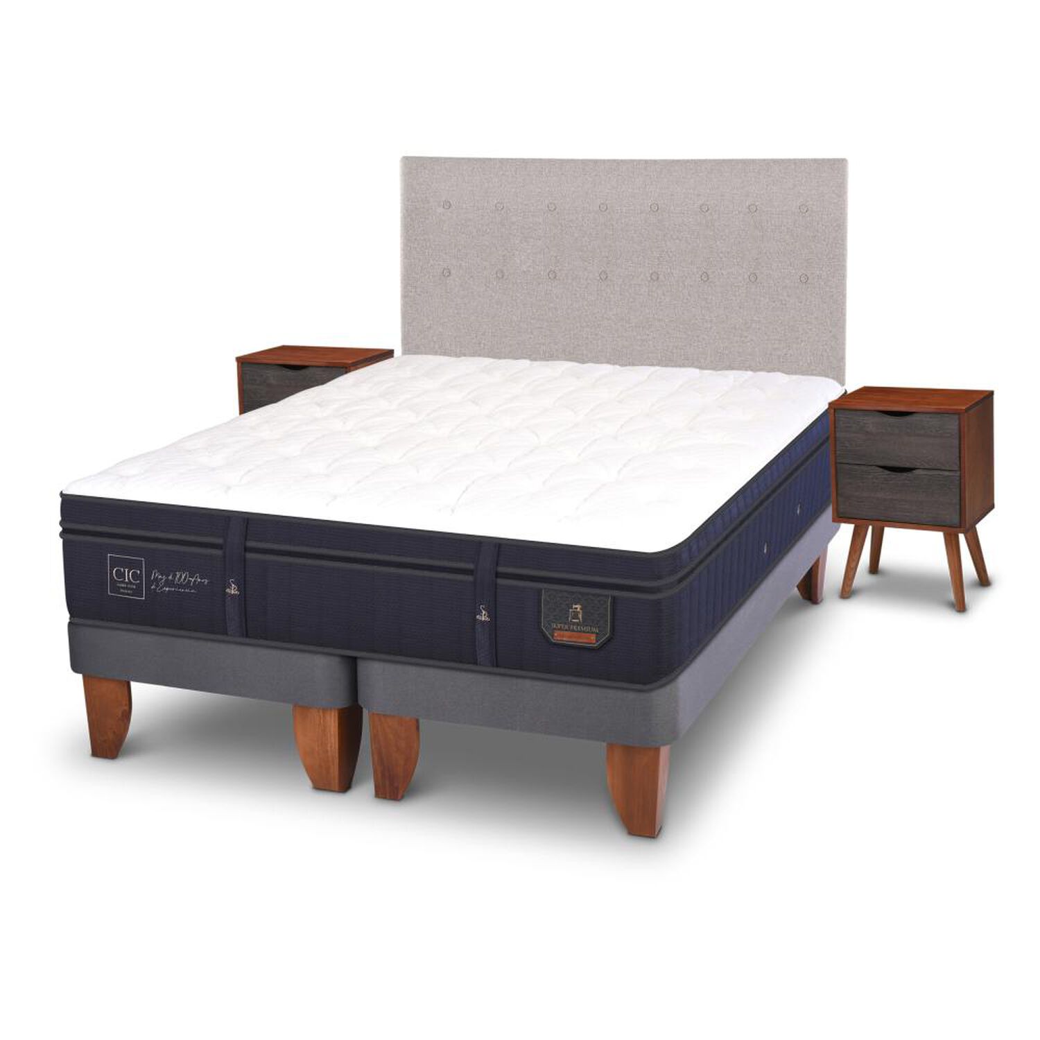 Cama Europea Cic Super Premium / King / Base Dividida + Set De Maderas image number 3.0
