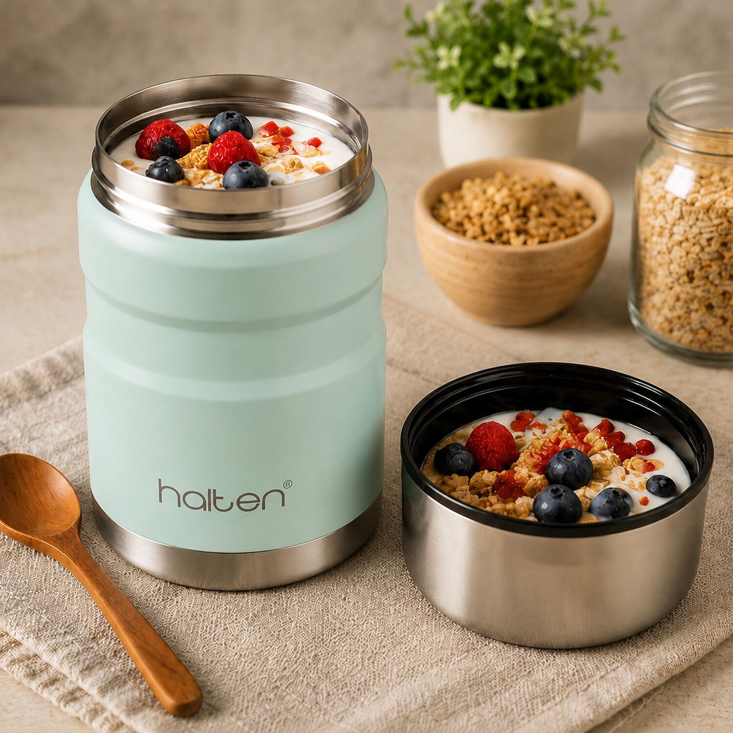 Termo De Comida Acero Inox 750 Ml Halten Verde Claro image number 4.0