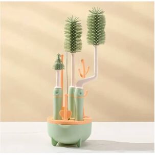 Set Cepillo De Silicona Limpiadores Mamadera Con Escurridor