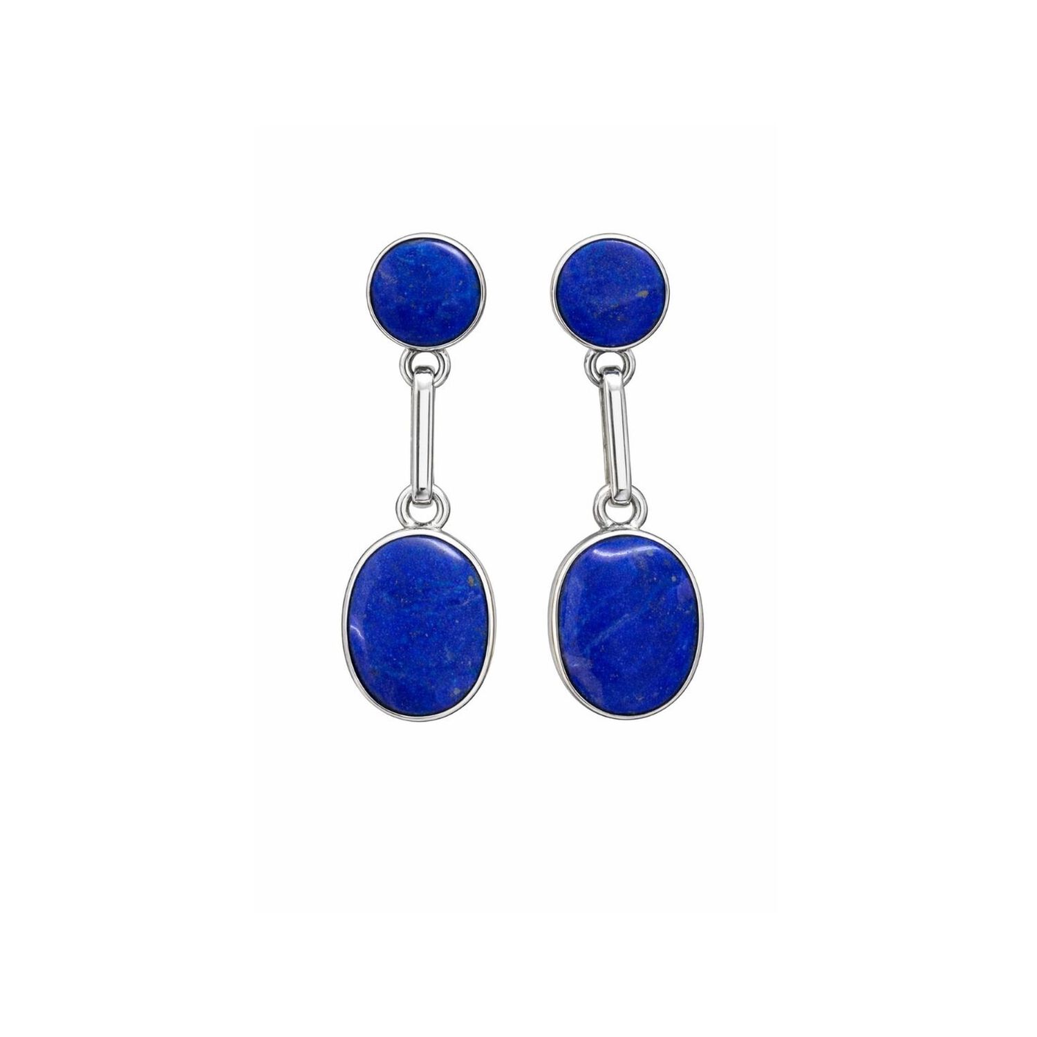 Aros Lapisl&aacute;zuli Ovalado Plata 950 Tornillo Mariposa Colgantes Mujer Elegantes Piedra Azul. image number 1.0