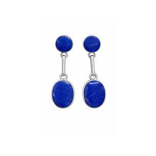 Aros Lapisl&aacute;zuli Ovalado Plata 950 Tornillo Mariposa Colgantes Mujer Elegantes Piedra Azul.