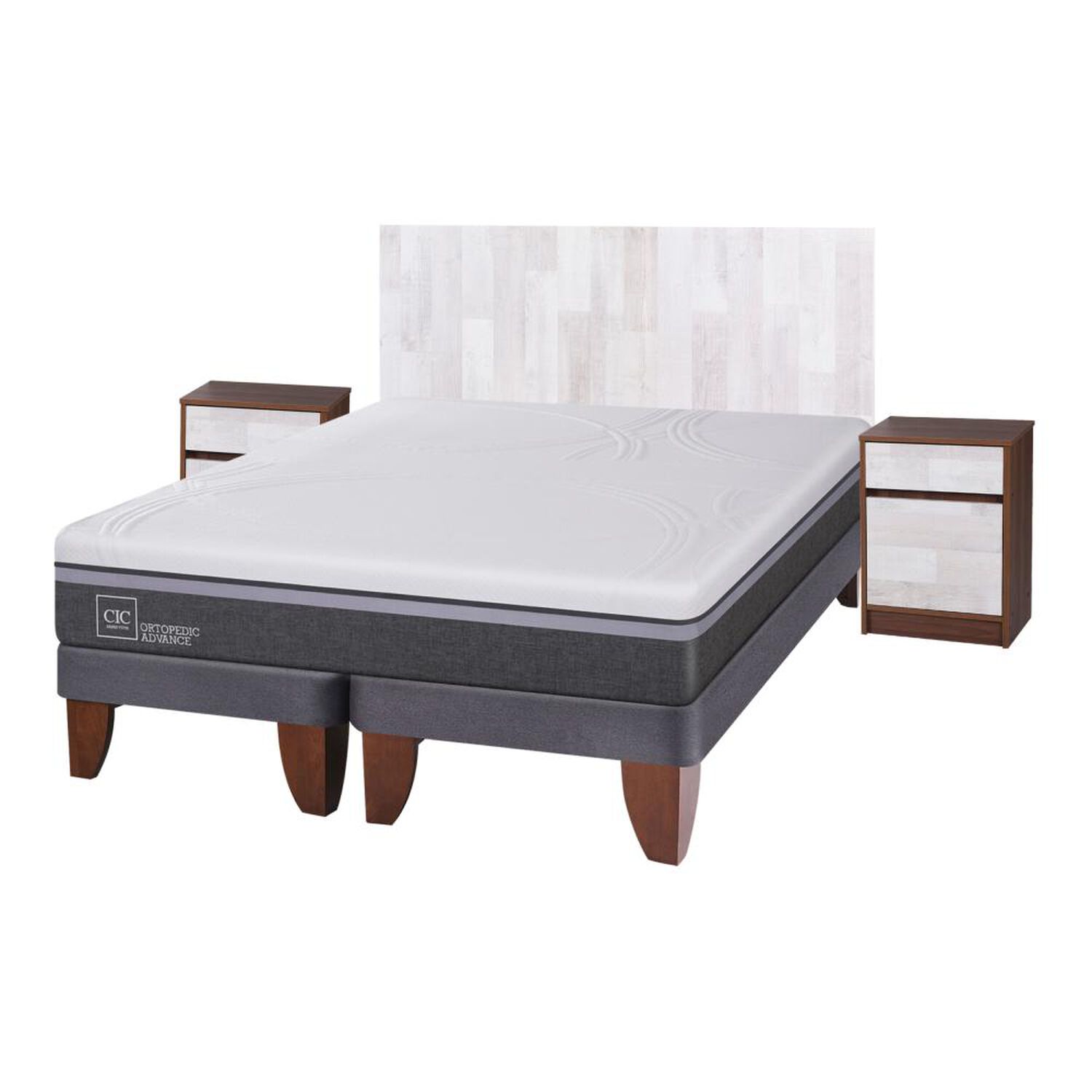 Cama Europea Cic Ortopedic Advance / 2 Plazas / Base Dividida + Set De Maderas image number 1.0