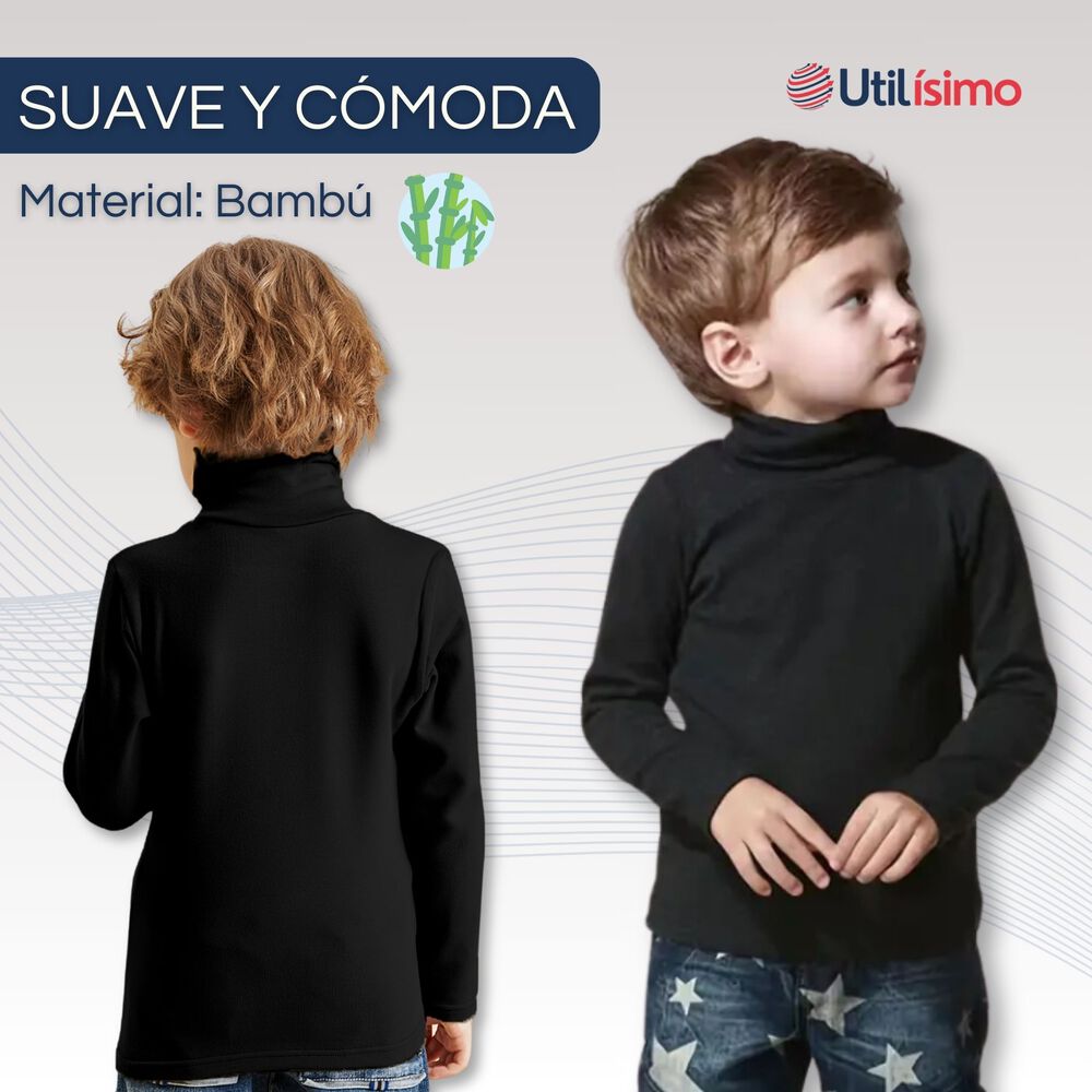 Pack 6 Camisetas Polera Beatle Bambú Manga Larga Niño Primera Capa Surtido image number 3.0