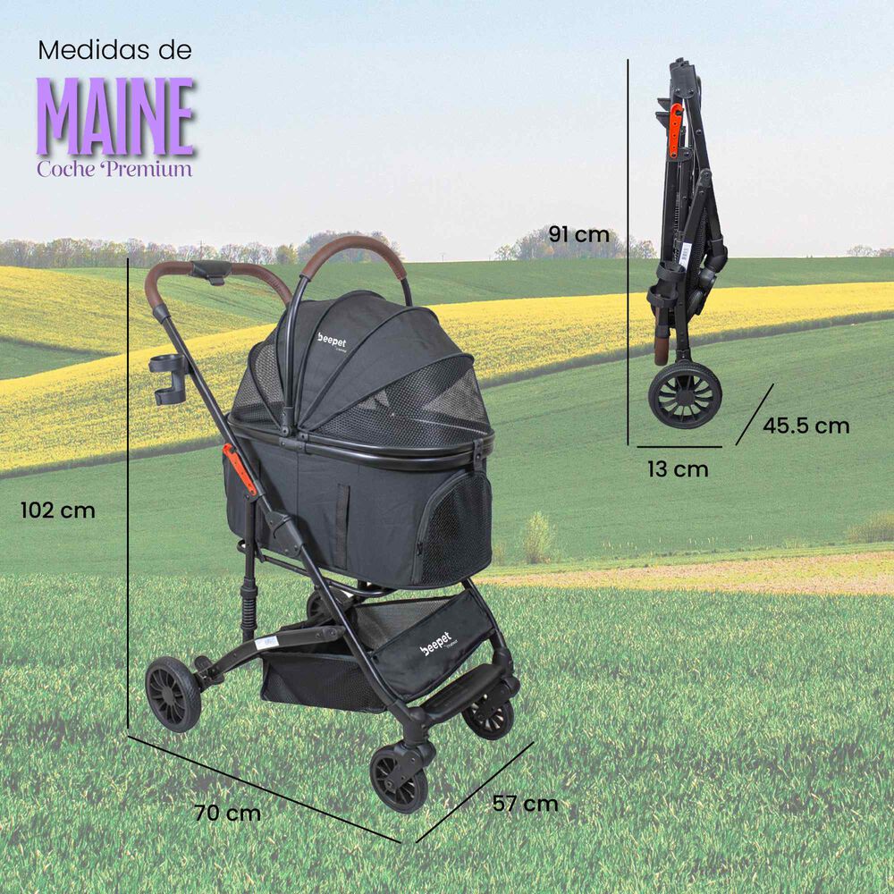 Coche Para Mascotas Premium Maine Negro image number 5.0