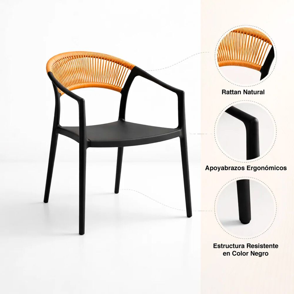 Silla Minimalista Rat&aacute;n Respaldo Curvo Verona image number 4.0