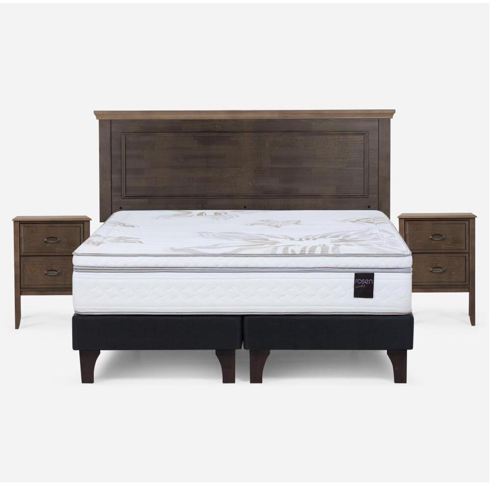 Cama Europea Rosen Art 4 / 2 Plazas / Base Dividida + Set De Maderas Anna image number 0.0