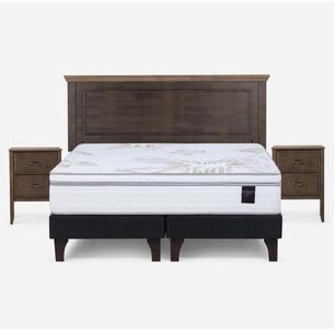 Cama Europea Rosen Art 4 / 2 Plazas / Base Dividida + Set De Maderas Anna
