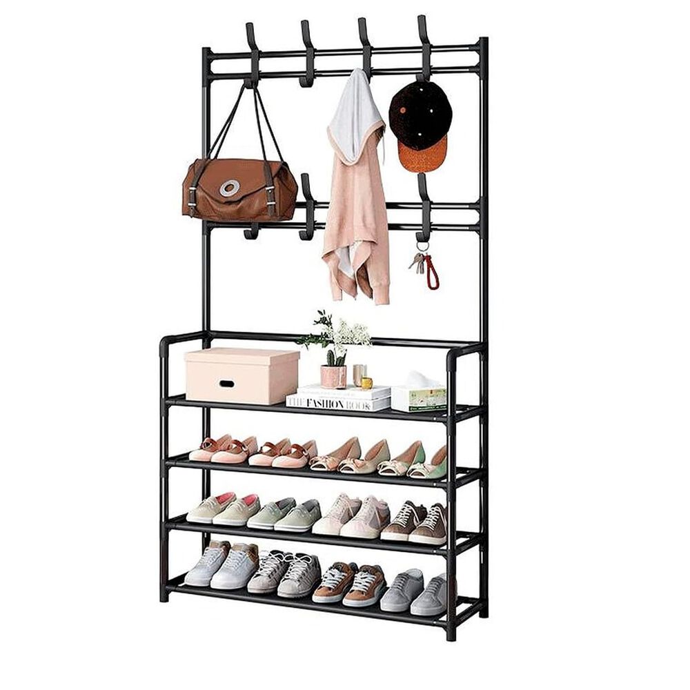 Estante Multiusos Almacenamiento Zapatero 4 Niveles Negro image number 0.0