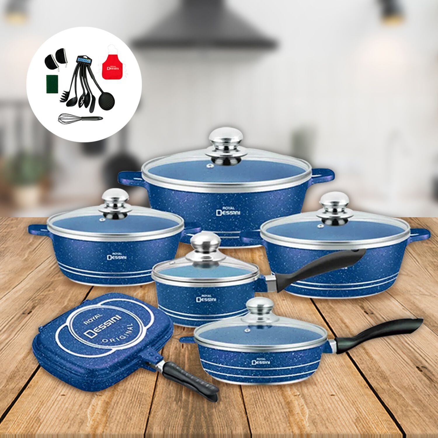 Juego De Ollas Granito Bateria De Cocina 23 Piezas Azul image number 3.0