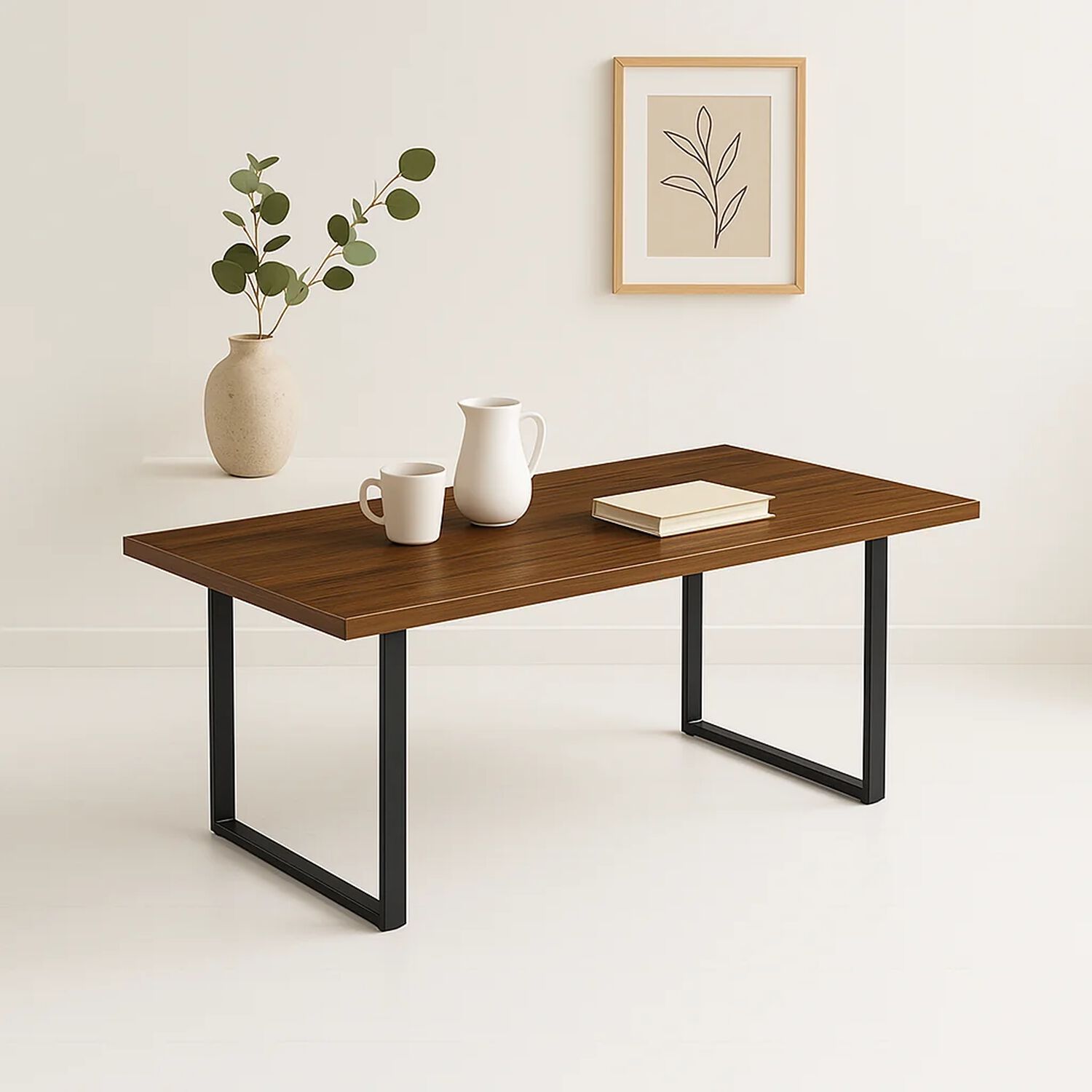 Mesa De Comedor Estilo Industrial 160x90 - Madera Oscura Walnut image number 1.0