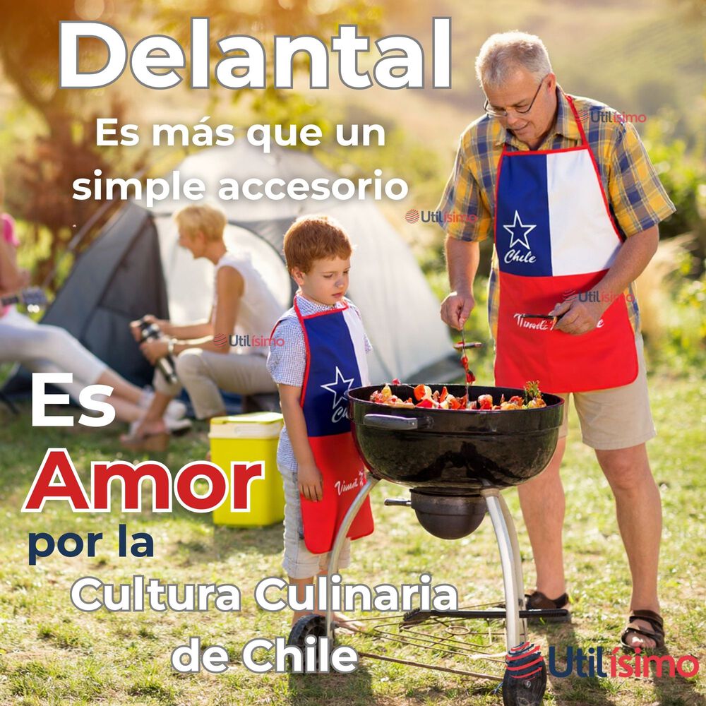 Delantal Cocina Fiestas Patrias Bandera Chilena 60x90 Cm Viva Chile image number 1.0