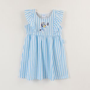 Vestido Sin Manga Ni&ntilde;a Blanco Rayas Bluey Jump Bluey