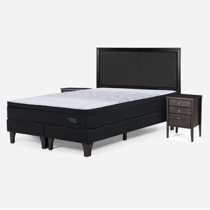 Cama Europea Rosen Tempo / King / Base Dividida + Set De Maderas Nolita Grafito
