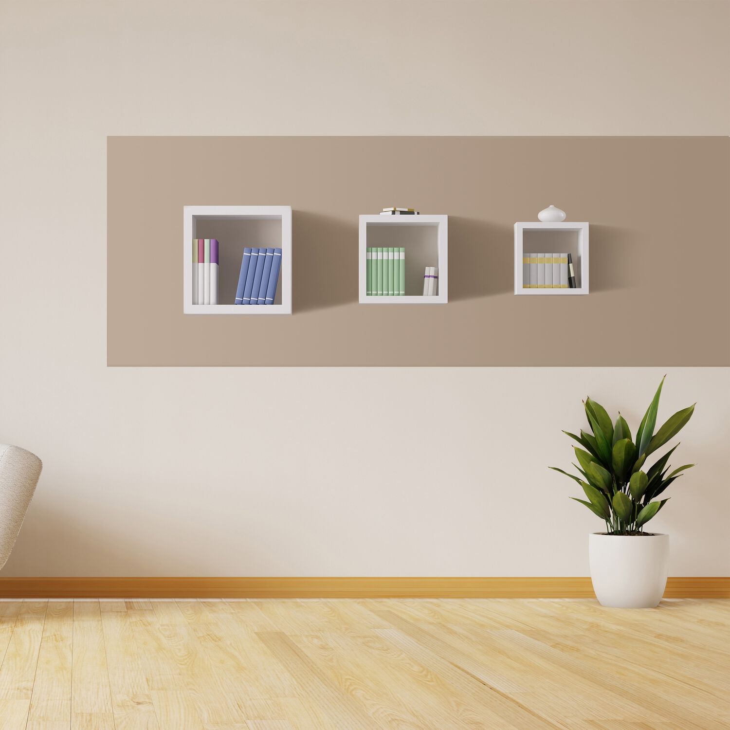Repisa Tipo Cubos X 3 28cm-24cm-20cm Blanco - Brasforma image number 0.0