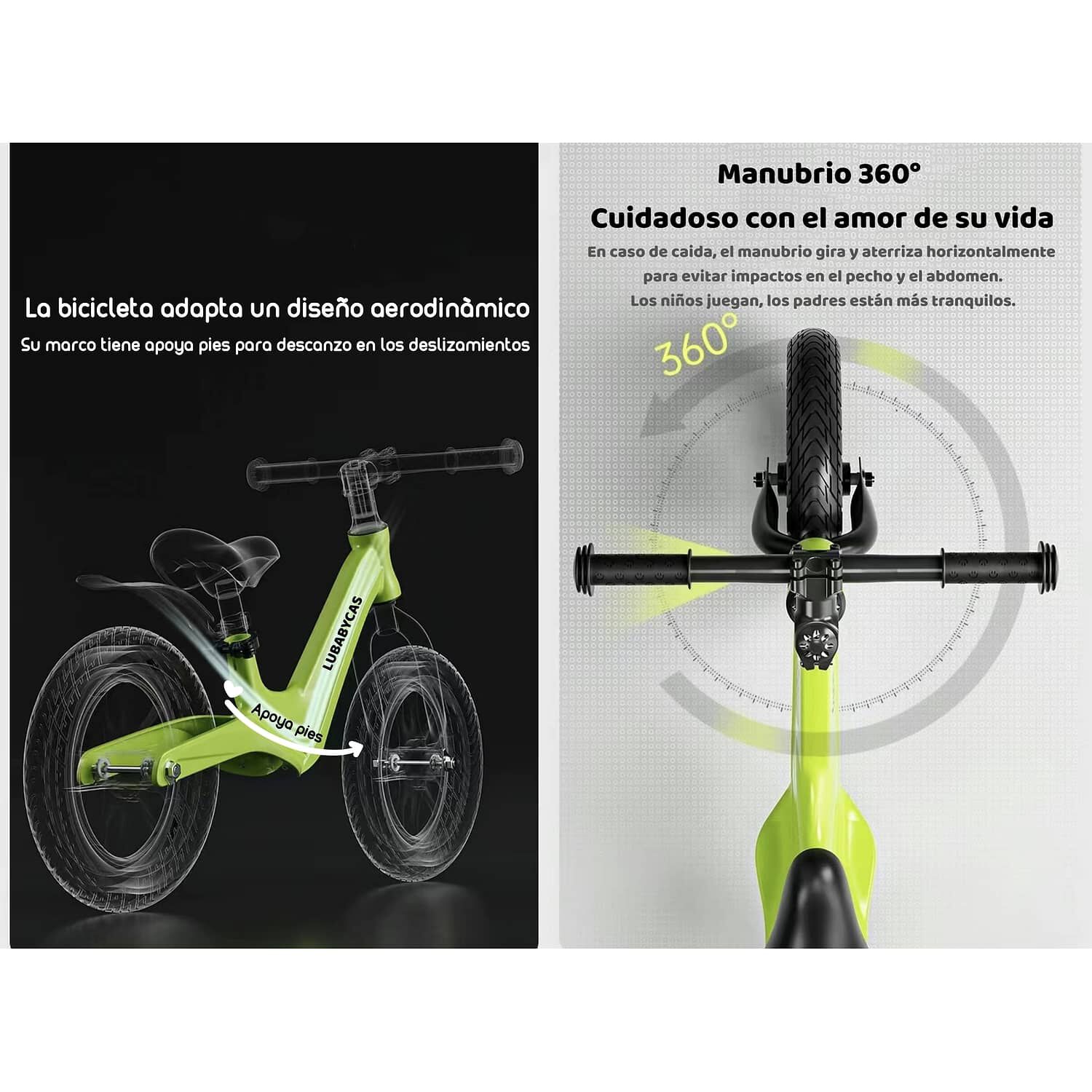 Bicicleta De Equilibrio Aprendizaje 2-8a&ntilde;os Lubabycas Verde image number 2.0