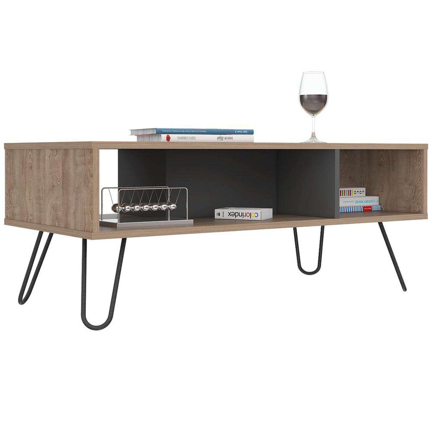 Rack Tv 55" + Bar 3 Puertas + Mesa Centro Vassel - Miel / Plomo Tuhome image number 5.0