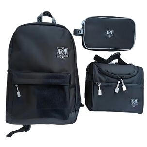 Set Mochila Lonchera Estuche Colocolo 3 Piezas Escolar Negro