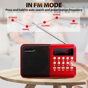 Radio Portatil Reproductor De Radio Fm Am Recargable Usb, Micro Sd, Mp3.