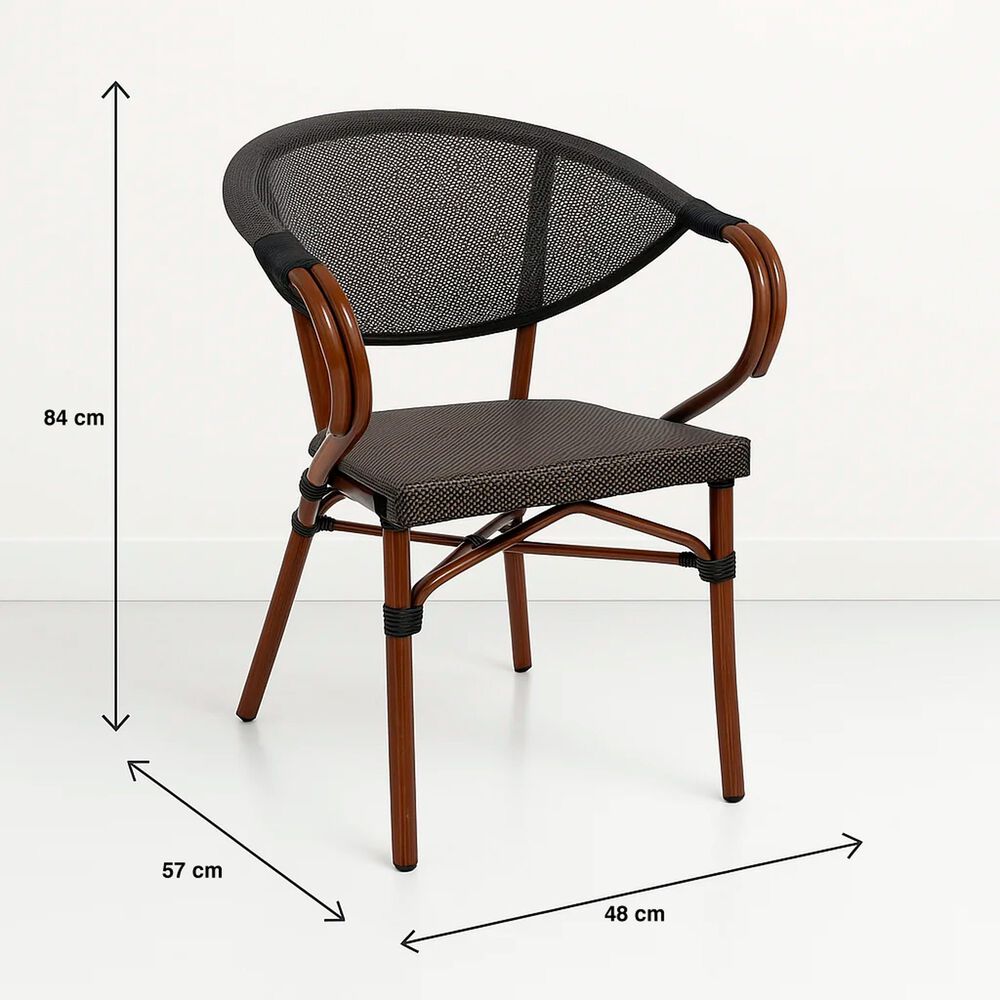 Silla Bistro Parisina Textileno Con Reposabrazos - Caf&eacute; Oscuro image number 10.0