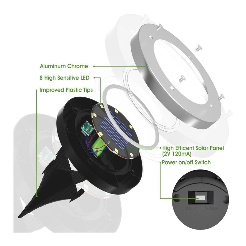 Pack 4 Focos Luces Jard&iacute;n Solares Led Para Exteriores Estacas image number 2.0