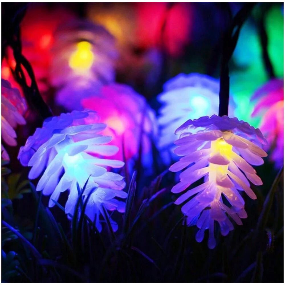 Set 3 Luces Navidad Led Flores Solar 4m Rgb Decoracion image number 1.0