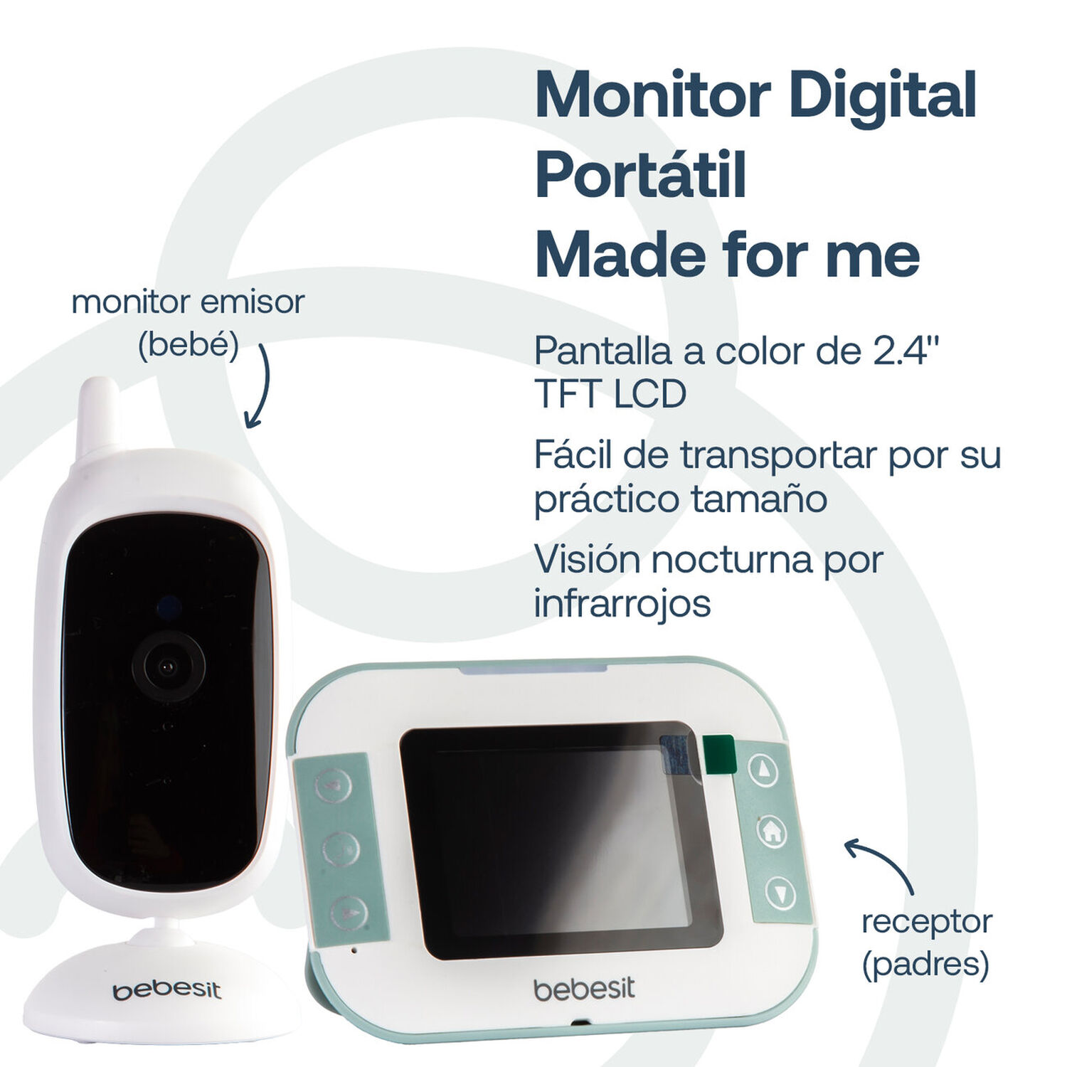 C&aacute;mara Monitor Portatil Bebe Lcd 2.4 Visi&oacute;n Nocturna Bebesit image number 1.0