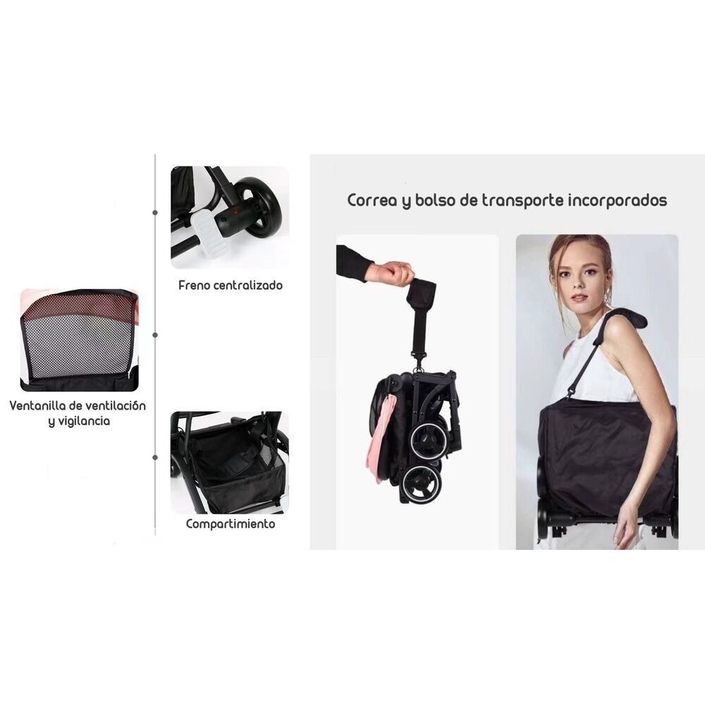 Coche De Paseo Premium &Uacute;ltra Compacto Lubabycas Rosado image number 7.0