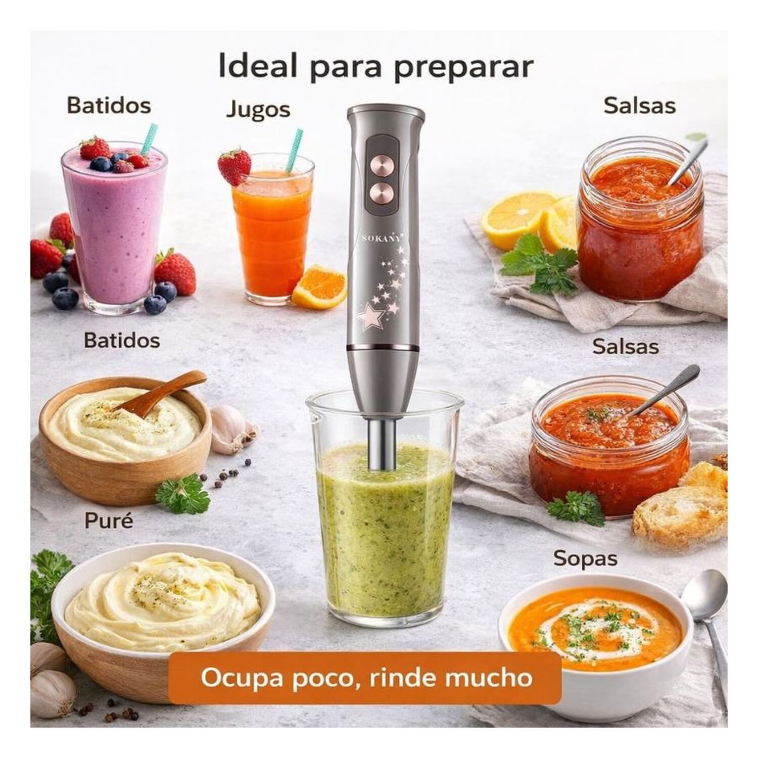 Batidora De Mano Sokany 600w 2 En 1 image number 1.0