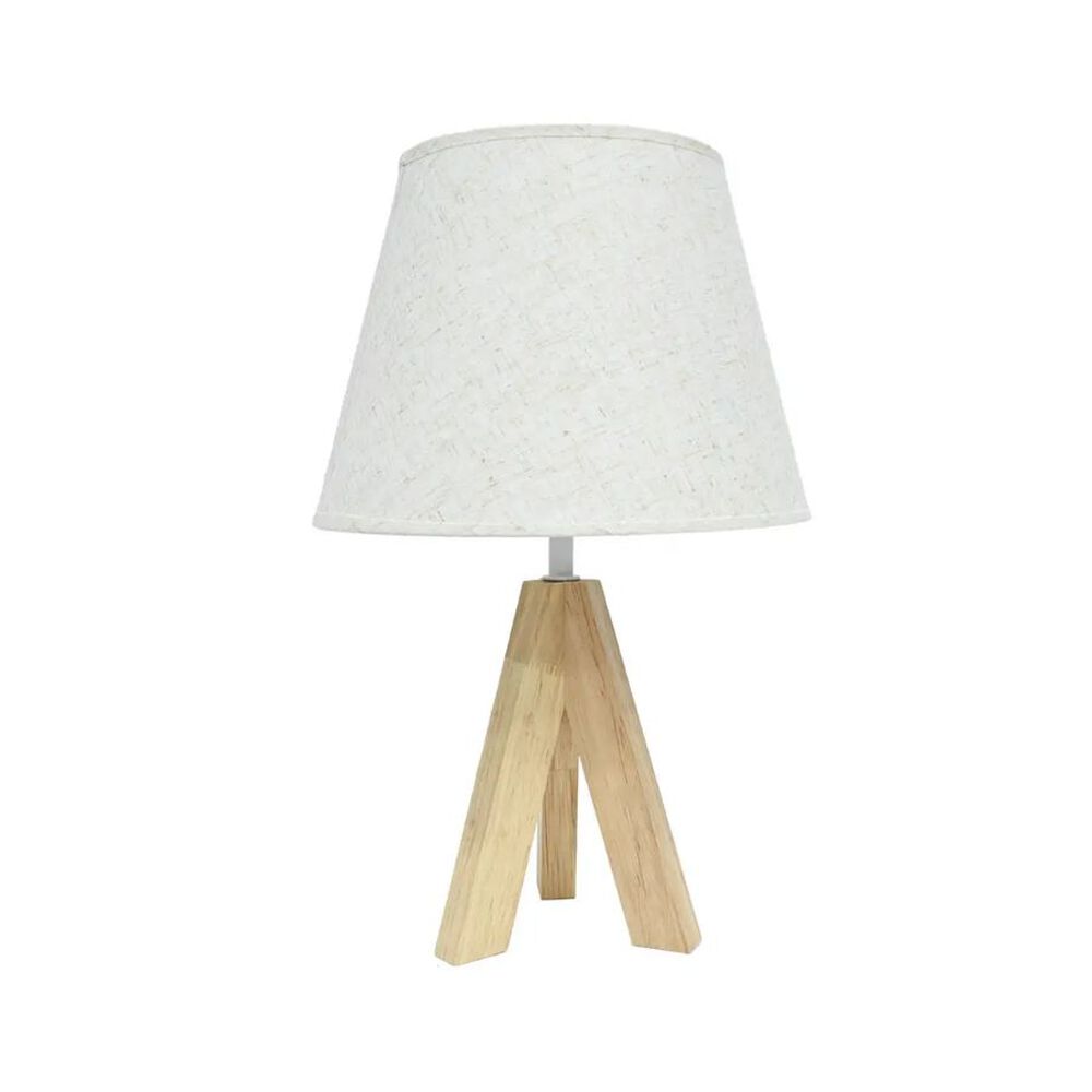 Lámpara Mesita De Noche Con Soporte Trípode De Madera 39cm image number 0.0