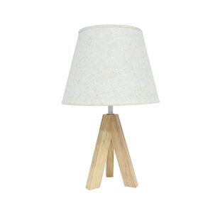 Lámpara Mesita De Noche Con Soporte Trípode De Madera 39cm