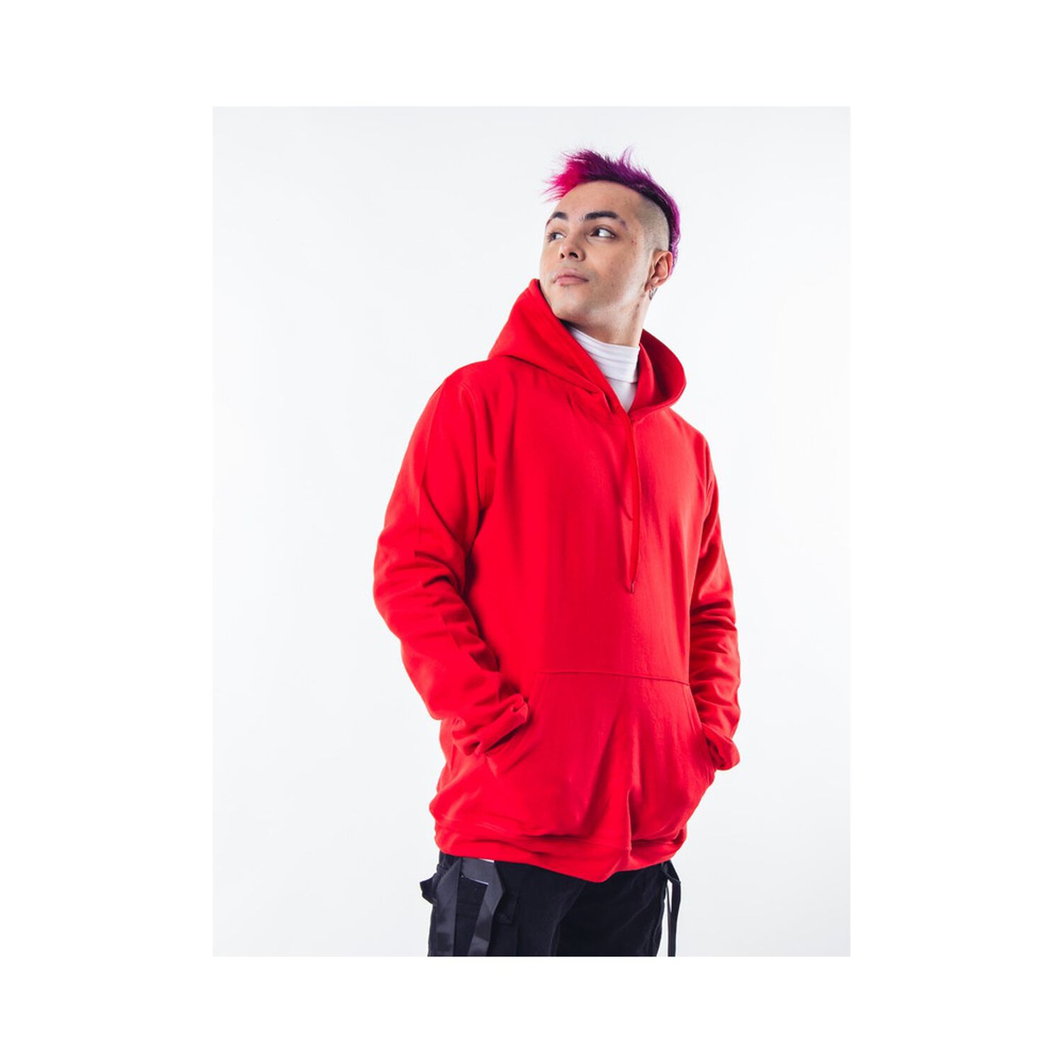 Poleron Rojo Canguro Hombre Relaxed Fit Para Estampar image number 1.0