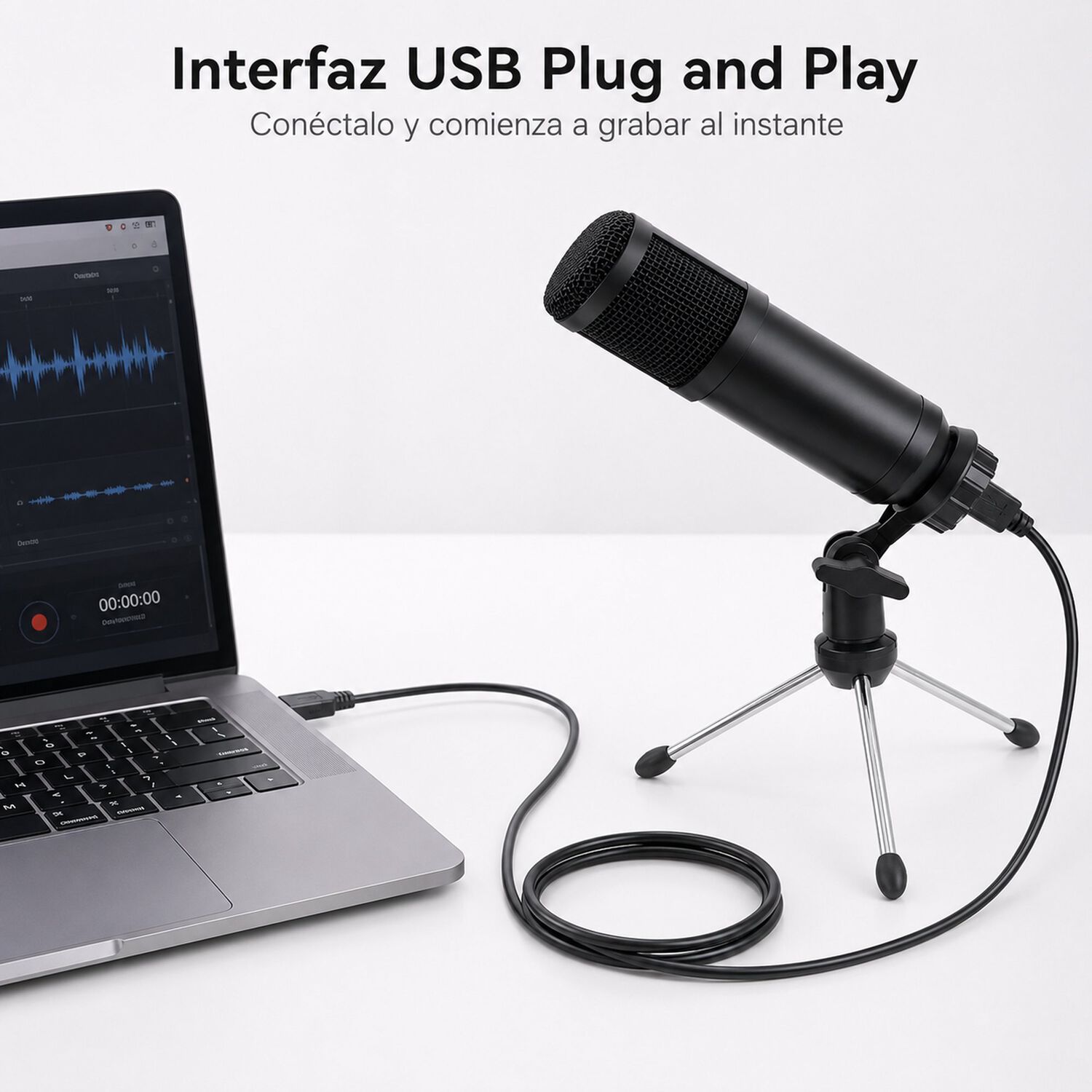 Micr&oacute;fono Streaming Usb Condensador De Estudio C/ Tr&iacute;pode image number 5.0
