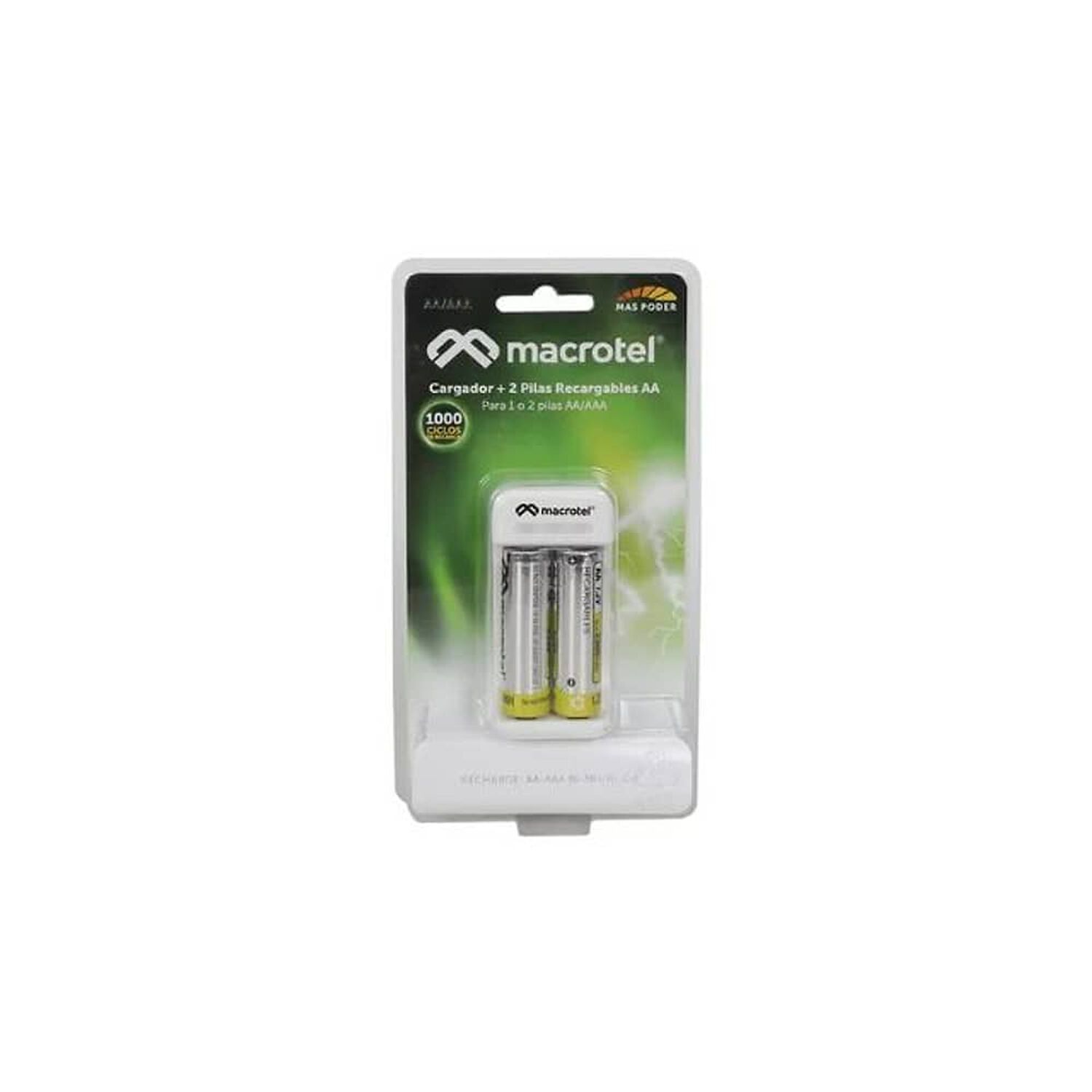 Cargador Pilas Macrotel + 2 Pilas Aa 2500mha Recargable 668 image number 0.0