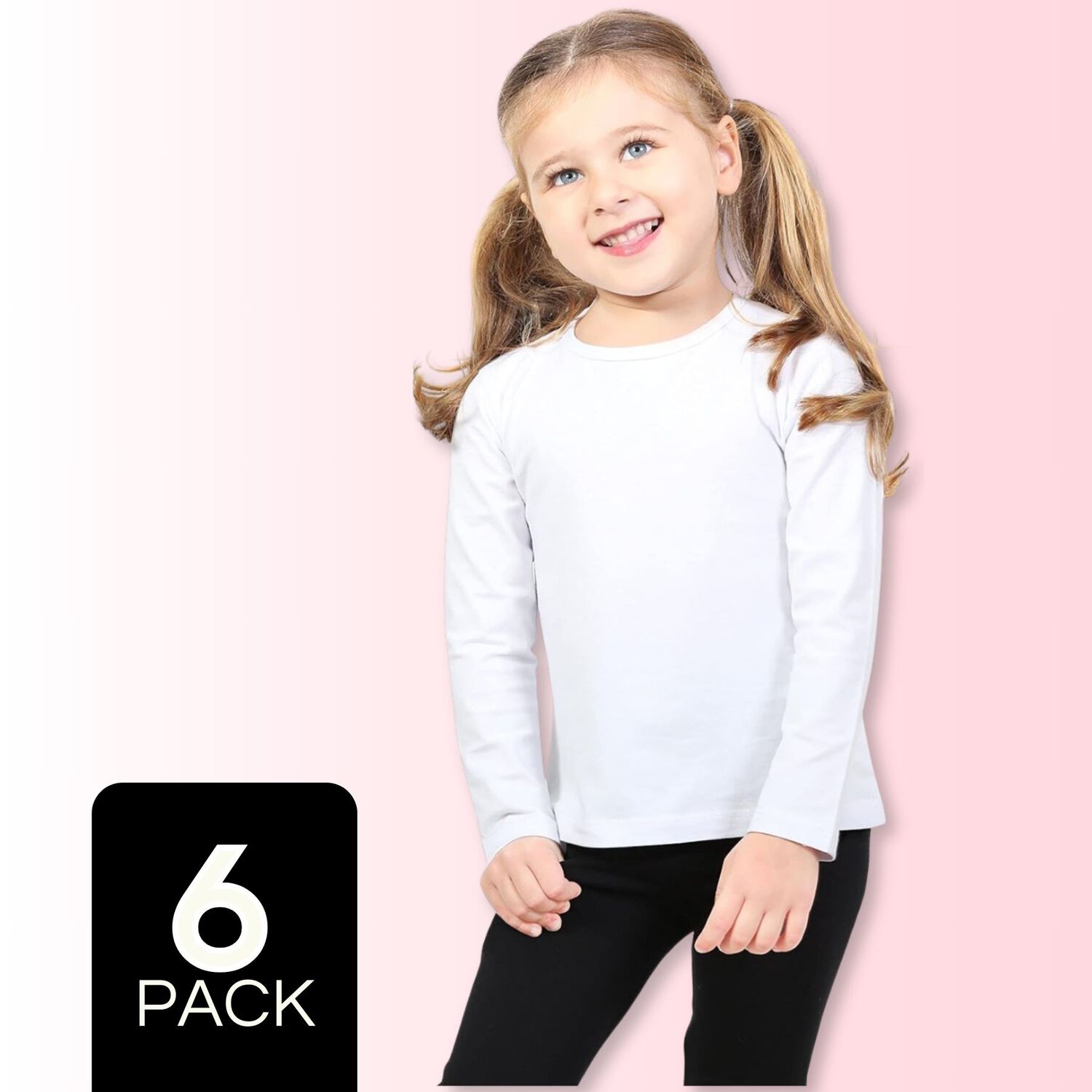 Pack 6 Camisetas Poleras Polar De Ni&ntilde;a Blanco Primera Capa image number 0.0