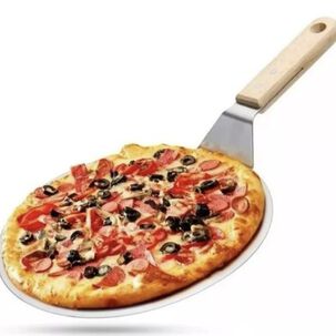 Pala De Pizza Redonda 30 Cm Acero Inox Con Mango De Madera