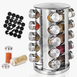 Condimenteros Especiero Giratorio Cocina 20 Frascos Color Plateado
