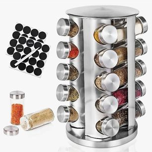 Condimenteros Especiero Giratorio Cocina 20 Frascos Color Plateado