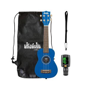Full Pack Ukelele Kala Ukadelic Soprano Blueink + Afinador Crom&aacute;tico Clip + Correa Allegro
