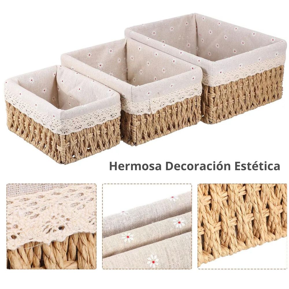 Kit 3 Cestas Organizadoras Cajas Utensilio Decoraci&oacute;n image number 4.0