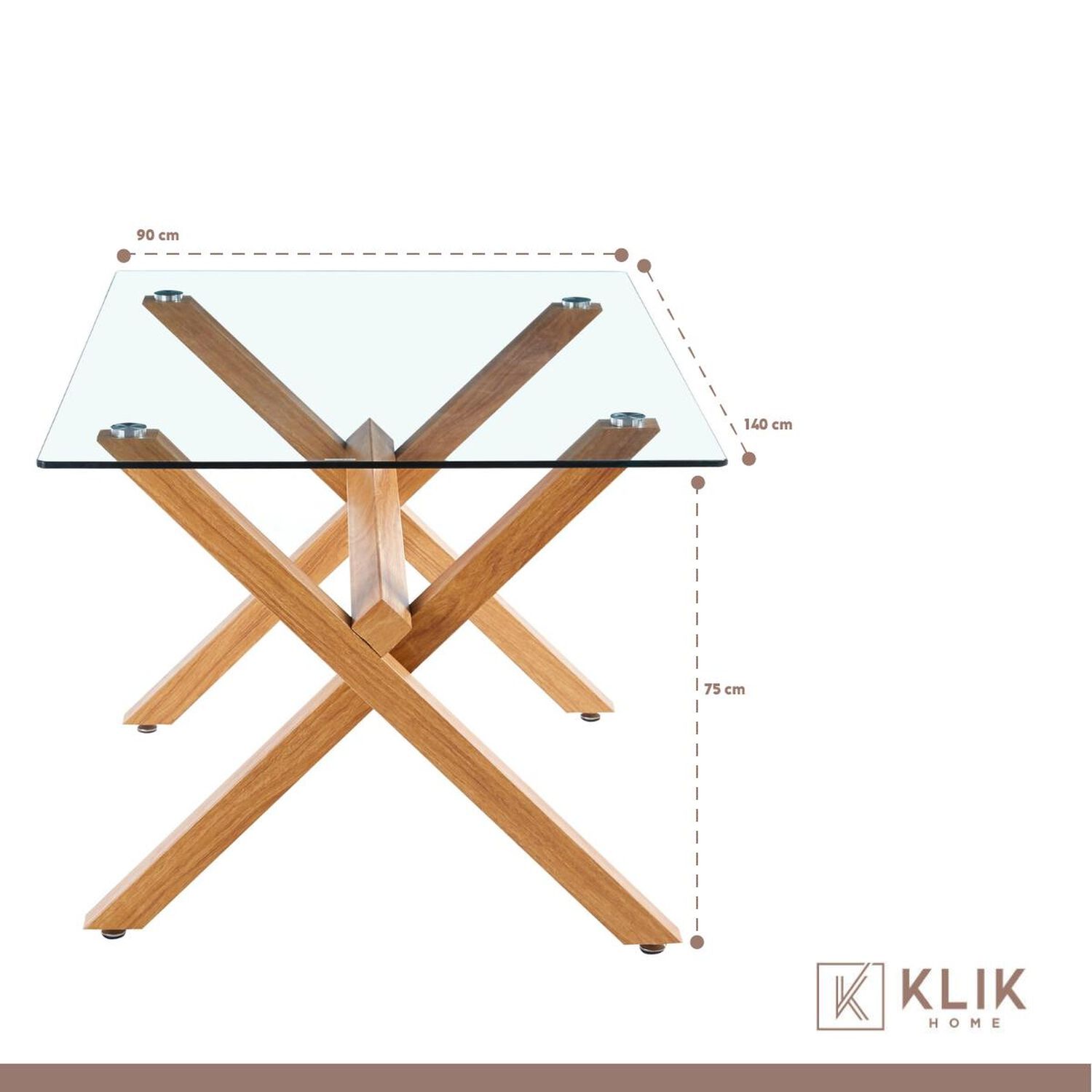 Comedor De Vidrio Cross 140x90cm + 6 Sillas Fresno De Madera image number 5.0