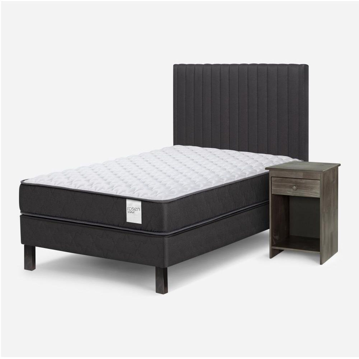 Cama Europea Rosen Wave / 1 Plaza / Base Normal + Set De Maderas image number 1.0