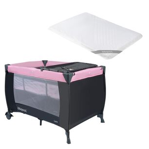 Cuna Playard Lyra Rosado + Colch&oacute;n De Viaje Plegable