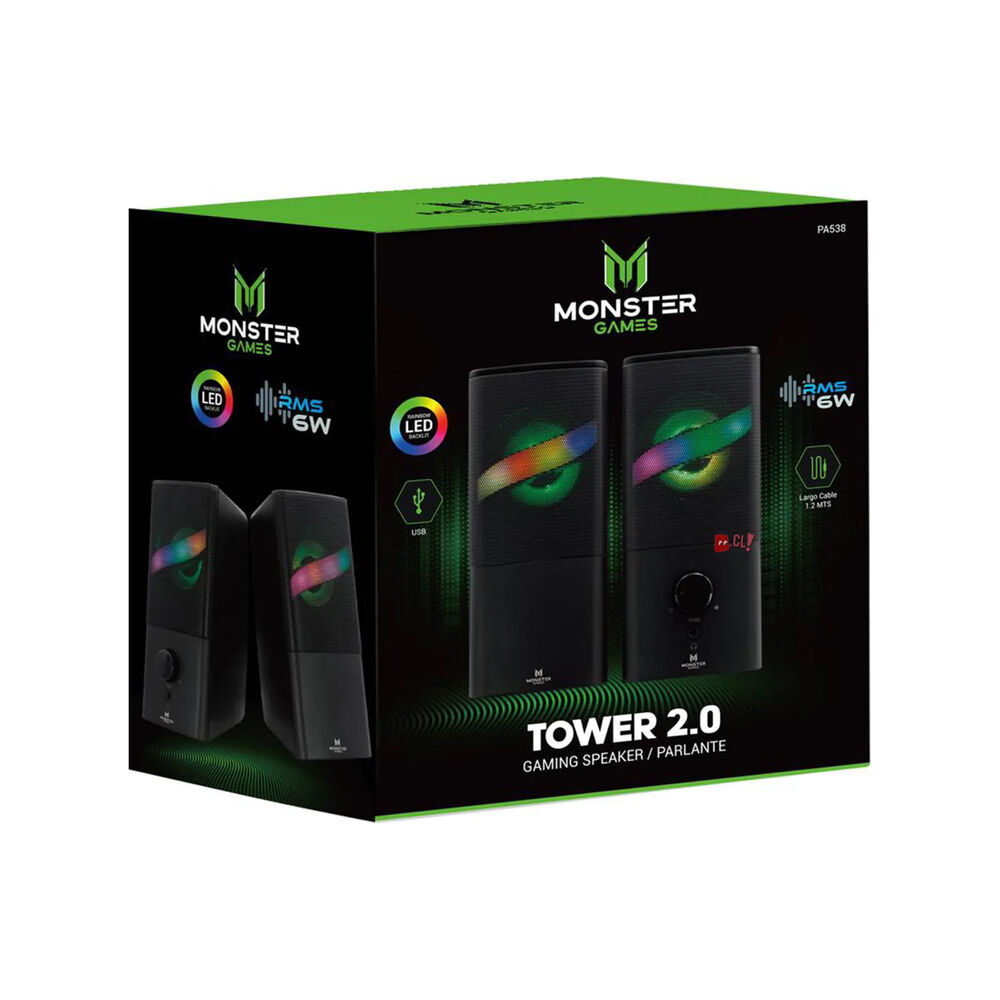 Parlantes Gamer Pc Rgb Monster Tower 2.0 6w - Ps image number 1.0
