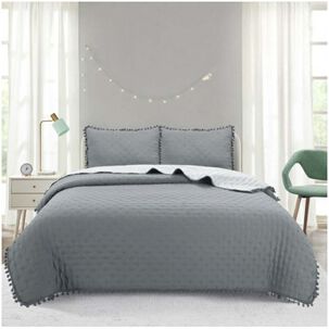 Cubrecama De Algodon 1.5 Plazas Gris